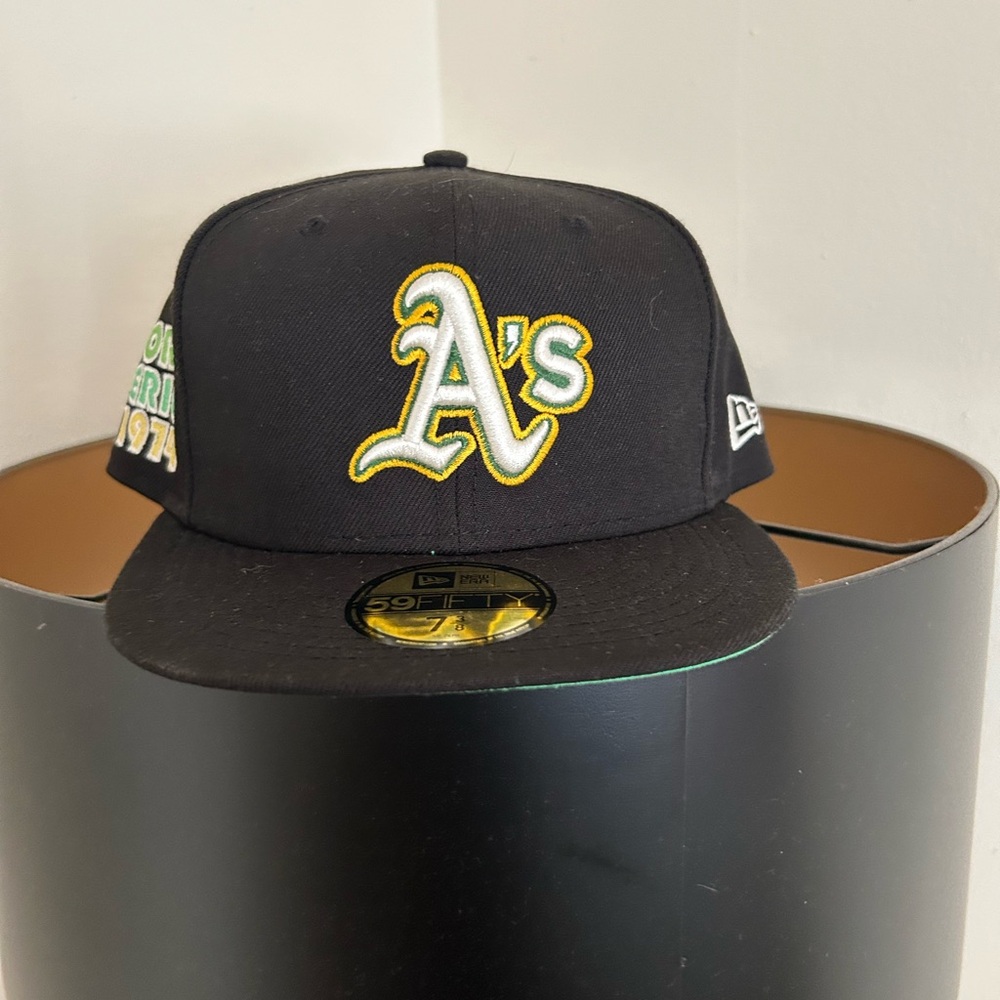 “Slightly Used” Oakland A’s (Black) New Era 59Fifty Hat World Series 1974